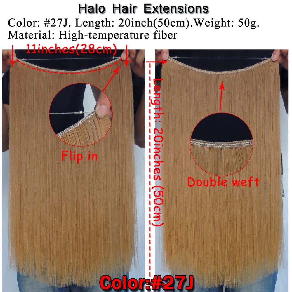 Ysz5050/1 p Xi. rocks синтетические цвета парики Halo эластичная веревка наращивание волос вокруг головы прямые вшитые в плетение двойной уток парик