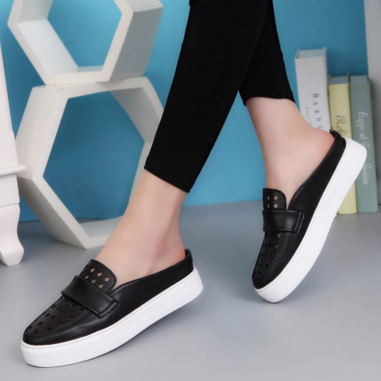 Маленькие белые туфли с первой половиной тапочки женщины обувь южной Кореи