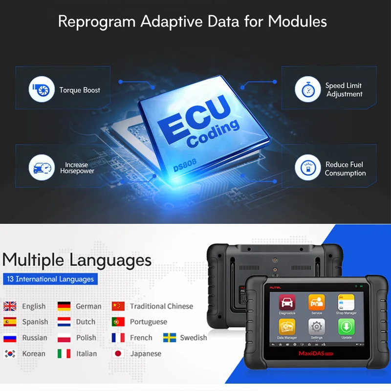 Autel MaxiDAS DS808 OBD2 сканер OBDII Авто диагностический инструмент OBD 2 полная система считыватель кода ключ программист TPMS Программирование