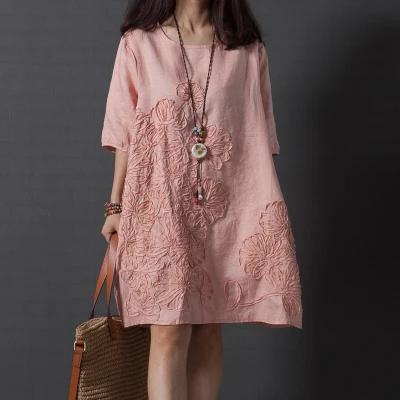 2016 Новое Стильное летнее модное женское платье свободные хлопковые повседневные