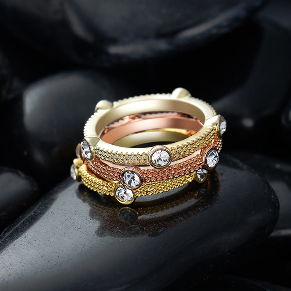 Viennois Новый Смешанного цвета Тройной Размер Кольца для Женщин Горный Хрусталь 3