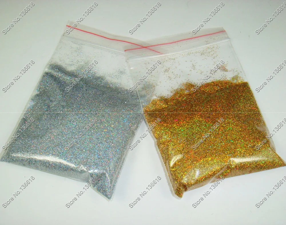 

50g x 1/256"(0.1mm)Laser Holographic Gold&Silver Color Shining Fine Nail Glitter Dust Powder for Nail Art and Glitter Crafts