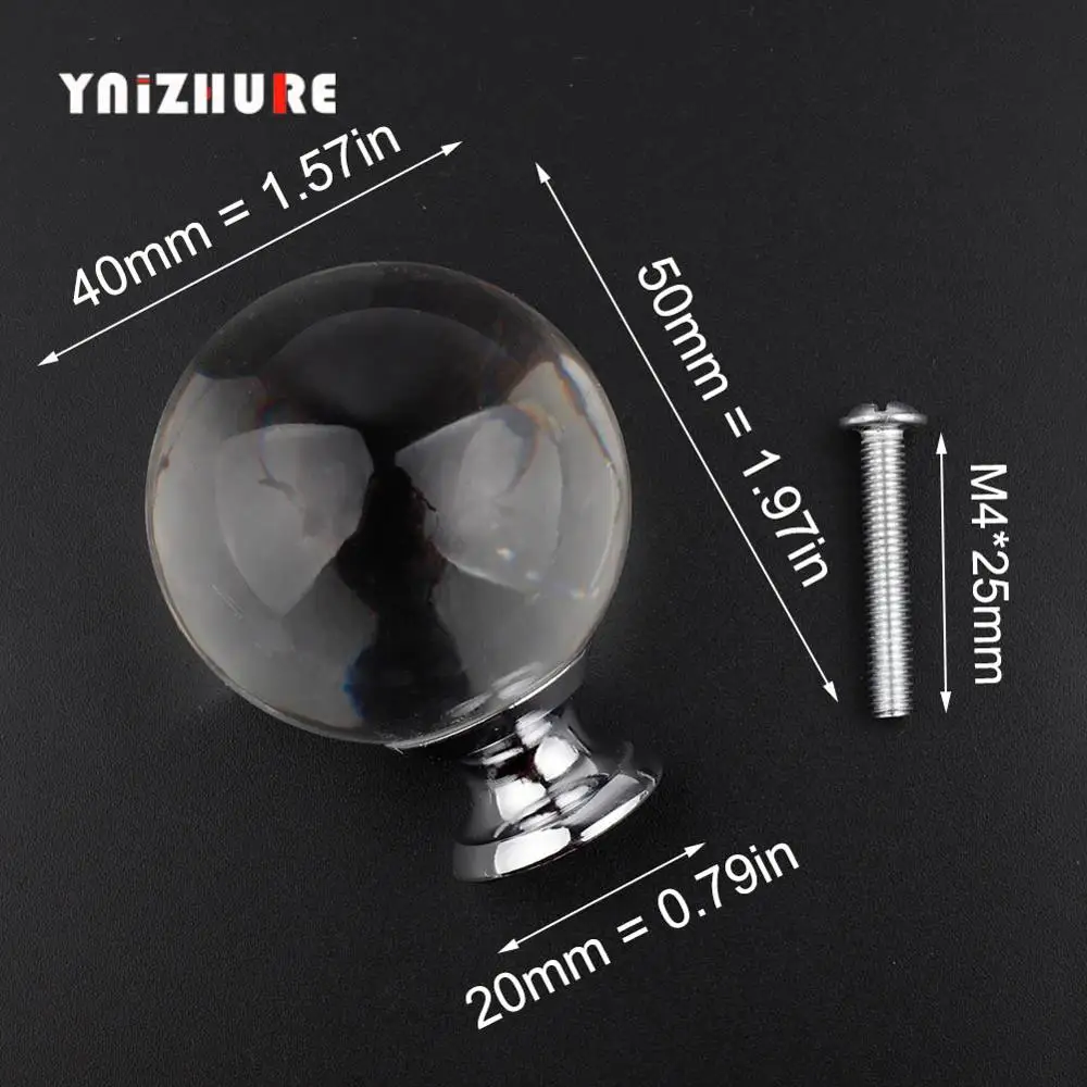 40mm Smooth ball YNIZHURE фирменный дизайн 20-40 мм Хрустальные стеклянные ручки комод Ящик Кухонный Шкаф вытяжной шкаф ручка - Цвет: 40mm Smooth ball