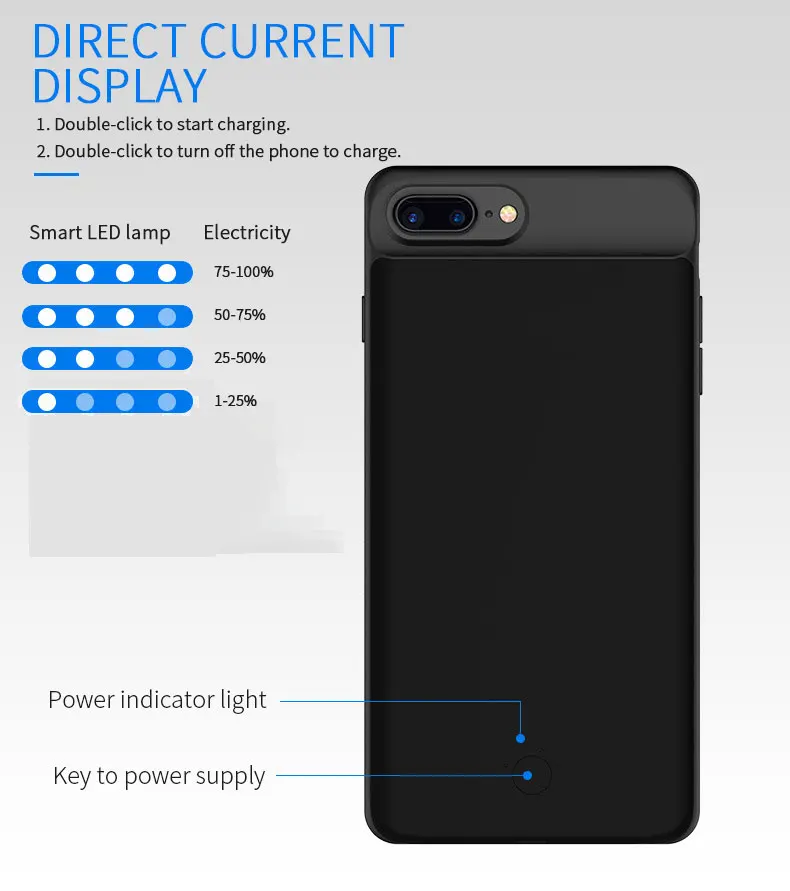 NENG 2500/3700/5000/7200 мАч для iphone 6 7 8 расширенное зарядное устройство чехол аккумулятора
