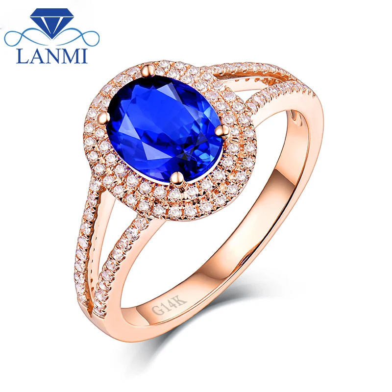 

Elegant Natural Tanzanite Ring Real 14K Rose Gold Wholesale Loving Fine Jewelry for Wife Anniversary Mom Party Best Gift