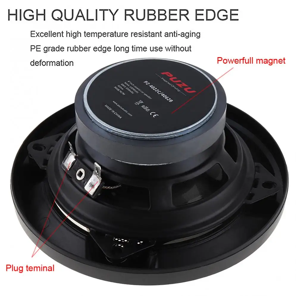 2pcs 4 Inch 3 Way 100W Car Coaxial Horn Auto Audio Music Stereo Full Range Frequency Hifi Speakers Non-destructive Installation |