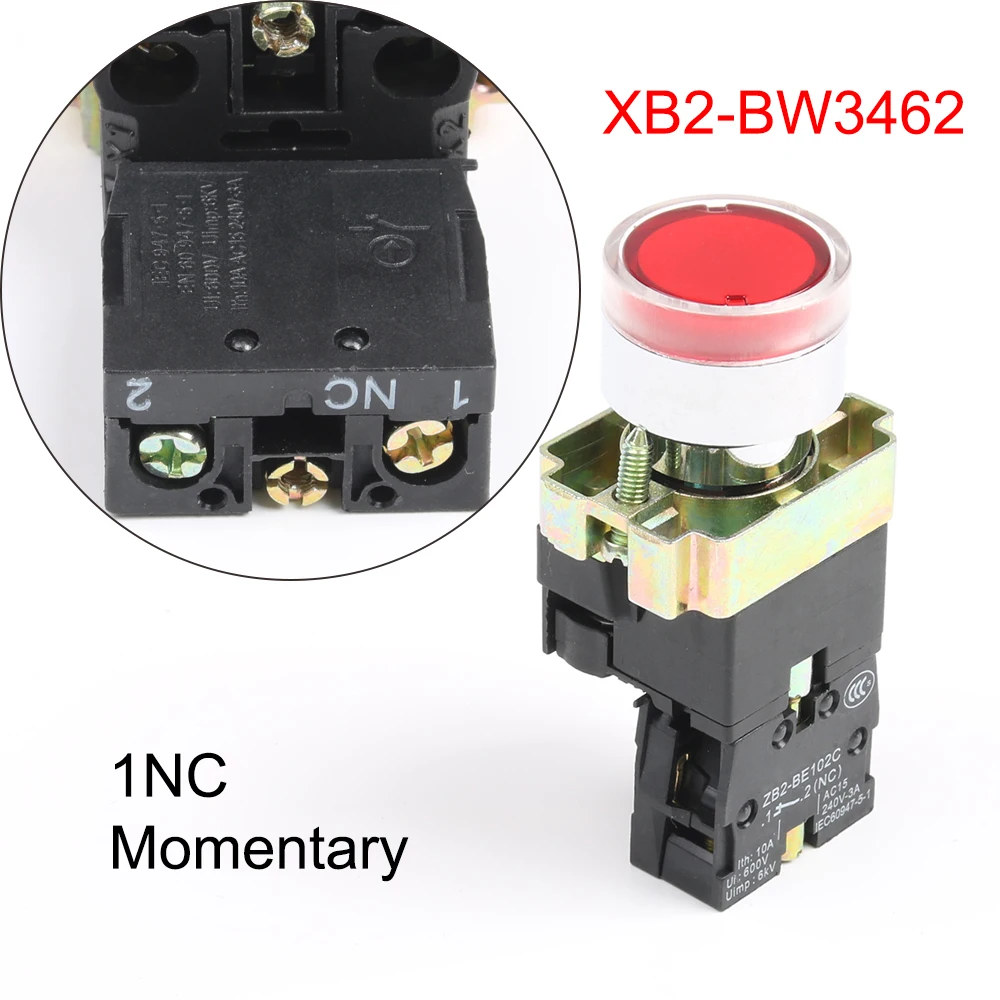 XB2-BW3361 BW3462 BW3561 BW8365 BW8465 двойной квадратный/одиночный Круглый с подсветкой кнопочный переключатель с лампой свет моментальная перезагрузка