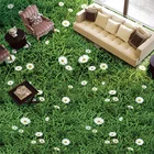 Пользовательская картина для пола, настенная бумага, растения, цветы, трава, зеленый луг, 3D фрески, напольное покрытие из ПВХ, водонепроницаемое украшение для пола