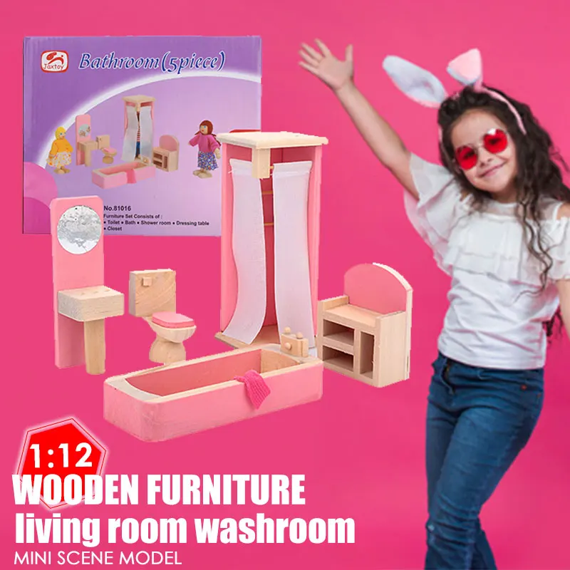 Мини-мебель для кукольного дома гостиная Кукольный дом Туалет 1:12 деревянный
