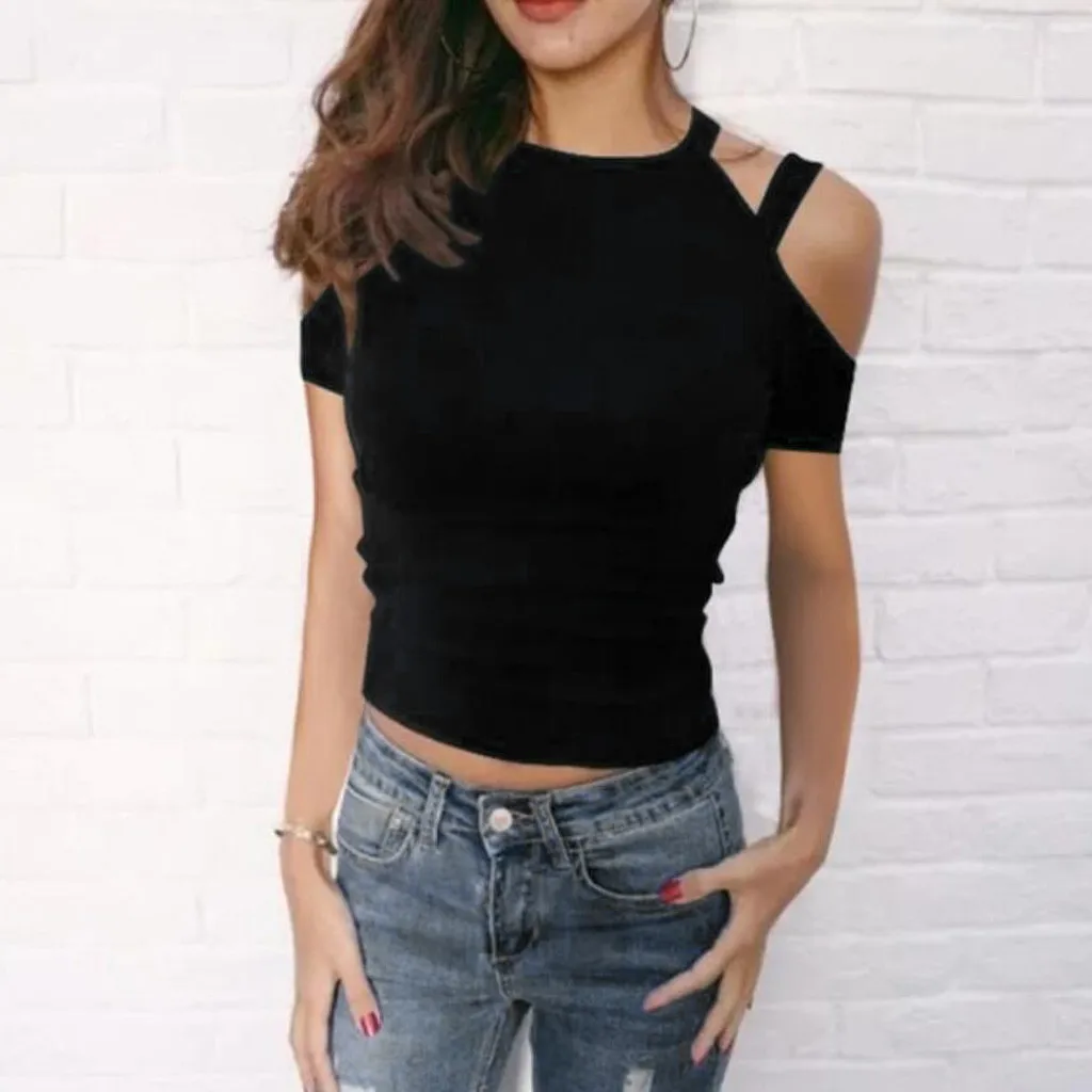 Сексуальная Женская Модная шелковая рубашка с коротким рукавом и круглым