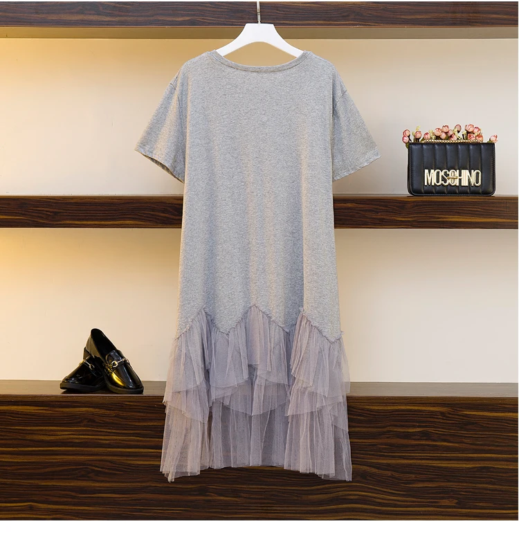 Женское платье с коротким рукавом повседневное Хлопковое большого размера