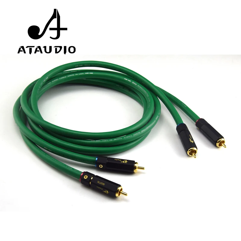 ATAUDIO Hifi посеребренный кабель 2RCA DVD усилитель Интерконнектор Двойной RCA Папа