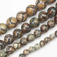 6 12mm green fushou tibet ancient dzi agates round beads diy jewelry making