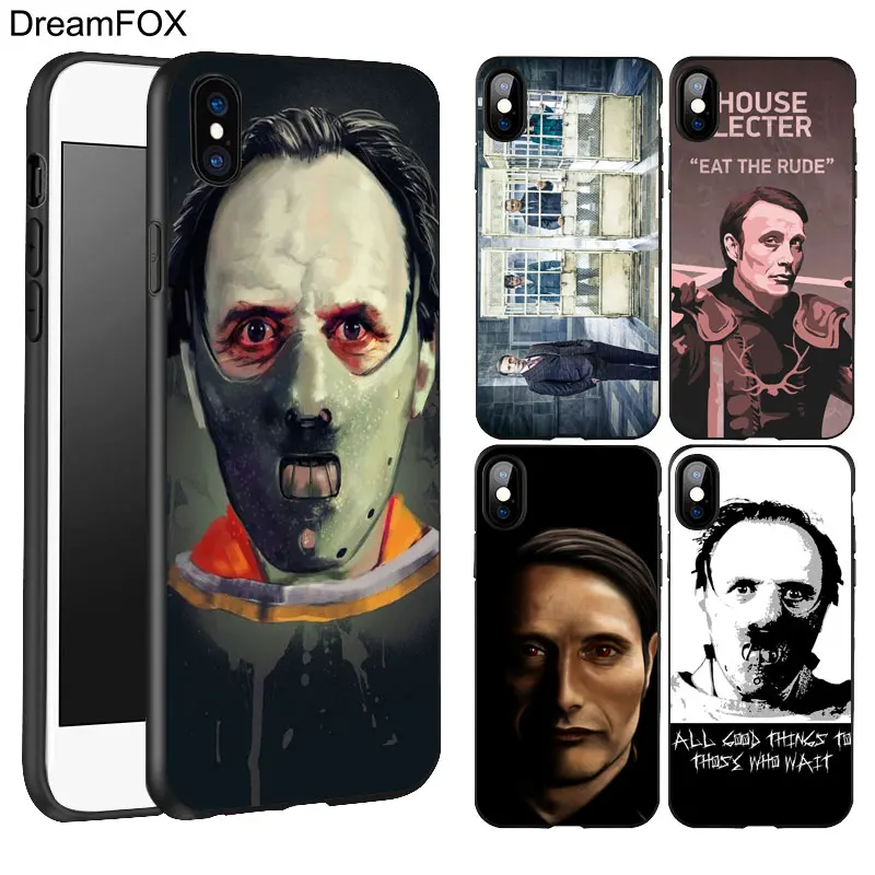 DREAMFOX K068 dr hannibal lecter Черный Мягкий ТПУ силиконовый чехол для Apple iPhone 11 Pro XR XS Max X 8 7 6 6S