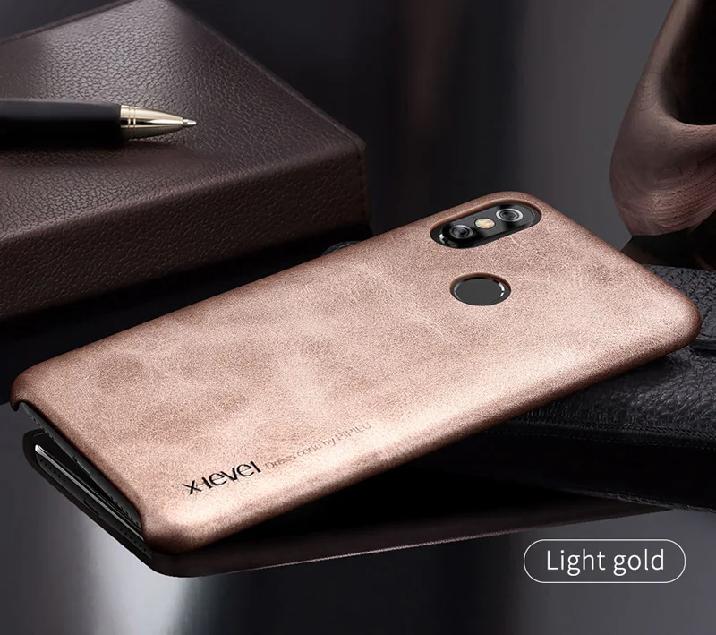 Light gold X-Level винтажный Чехол для Xiao mi A2 mi A2 Lite 6X Ретро X Level Матовый кожаный защитный чехол - Цвет: Light gold