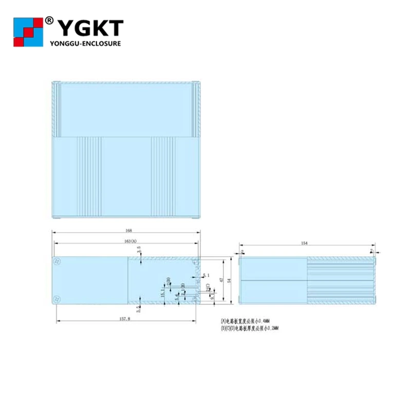 YGS 025 168*54*120/6.6 ''x 2 12'' x 4 72 ''(wxhxl) мм алюминиевый корпус для экструзии