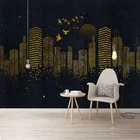 Золотая современная городская ткань на заказ, фотообои для 3D гостиной, фон для домашнего декора, водонепроницаемое 3D настенное покрытие