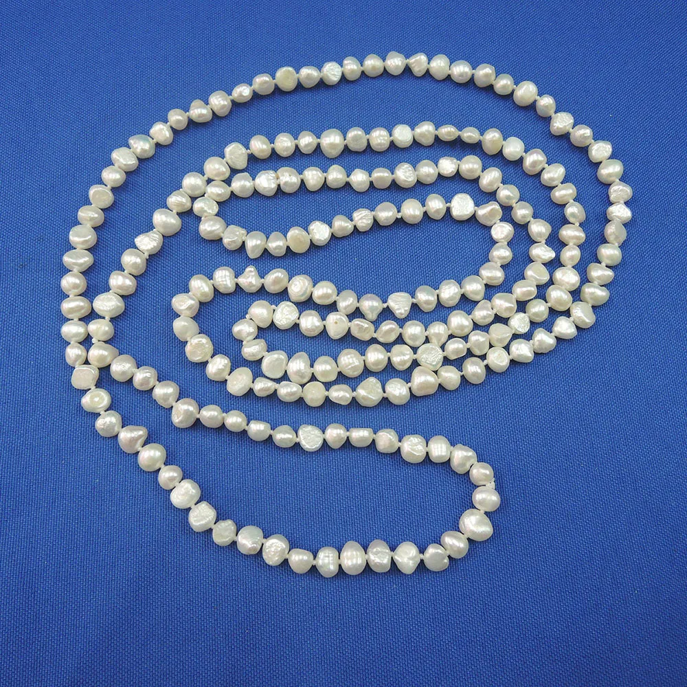 100% натуральный пресноводный жемчуг длинное ожерелье-59 дюймов ожерелье 150 см во
