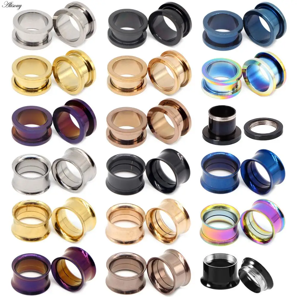 

Alisouy 2PC 2-30mm Ear Tunnels Plugs 316L Stainless Steel Piercing Jewelry Ear Gauges Ear Stretchers Expandar Plugs and Tunnels