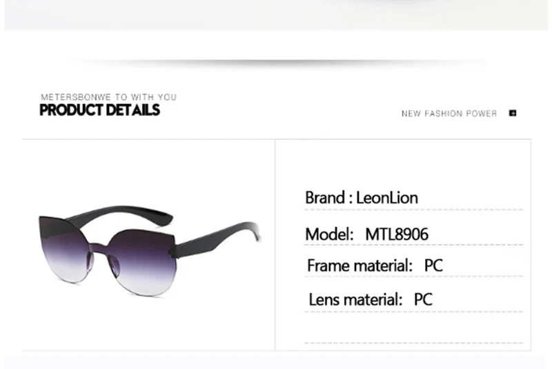 LeonLion Cat Eye Gradient Lens Sunglasses Women Retro One-piece Mirror Rimless Sun Glasses Vintage Travel Eyewear UV400
