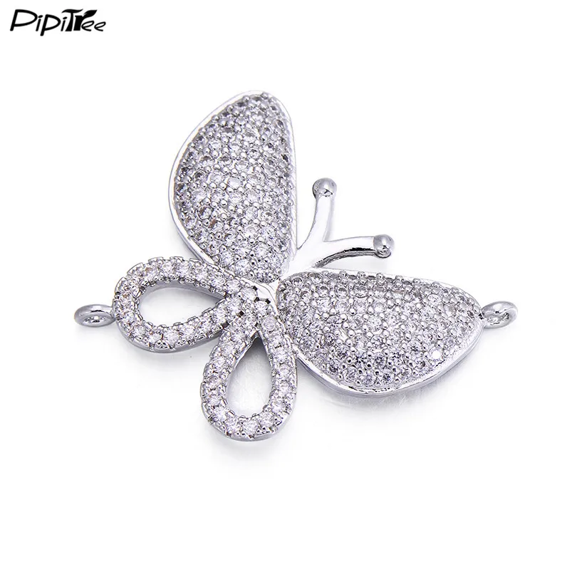 Pipitree, 5 шт./лот, роскошные микро подвески, CZ Циркон, большая бабочка, браслет, подвеска, сделай сам, подвески, хрустальные бусины, изготовление ювелирных изделий
