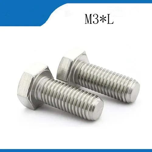 100 шт. M3 DIN933 304 наружная Шестигранная головка из нержавеющей стали с шестигранным
