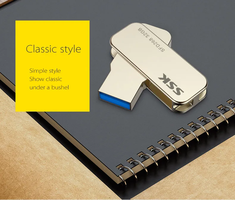 SSK SFD268 USB флеш-накопитель 64 ГБ USB 2,0 флеш-накопители высокоскоростной металлический водонепроницаемый