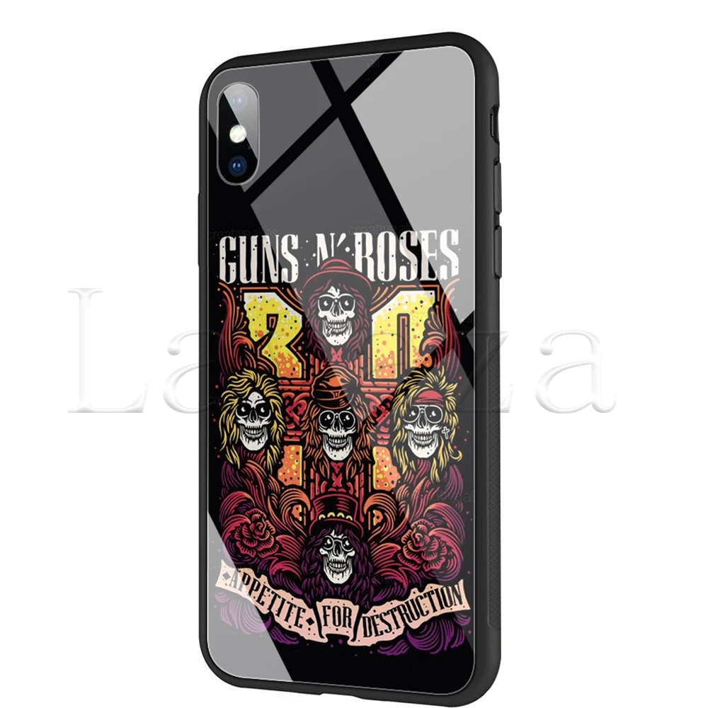 Чехол Lavaza guns N Roses из закаленного стекла TPU для iPhone XS MAX XR X 8 7 6 6S Plus - Цвет: TG1