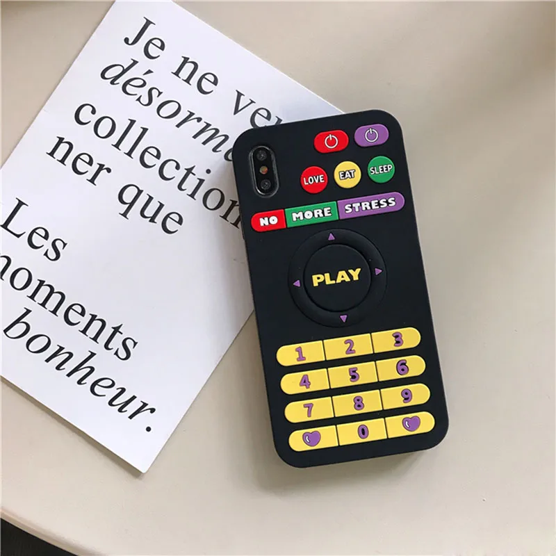 Play Black Милый мультяшный силиконовый чехол для iPhone 6 6s Plus 7 8 X XS чехол для MAX XR Fillet Fries Lobster Milk Music Play чехол для телефона - Цвет: Play Black