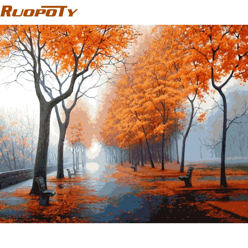 RUOPOTY DIY картина по номерам современный пейзаж настенная живопись на холсте ручная