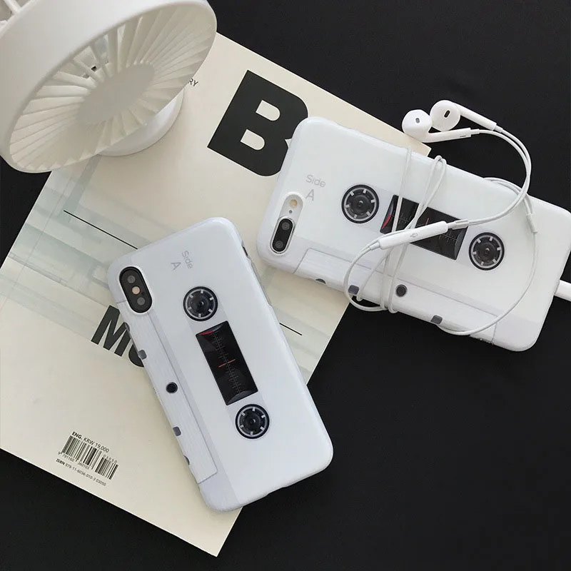 Fashion Music magnetic tape Phone case For iPhone 7 X Retro style soft silicon for 6 6s 8 Plus protective |