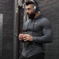 men cotton hoodies fashion casual zipper sweatshirt gyms fitness bodybuilding workout slim sportswear hooded jacket clothing