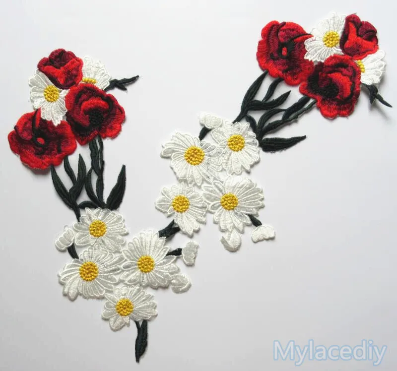 1 шт. вышитые цветок декольте кружевной воротник вышивка пришить патчи ткани