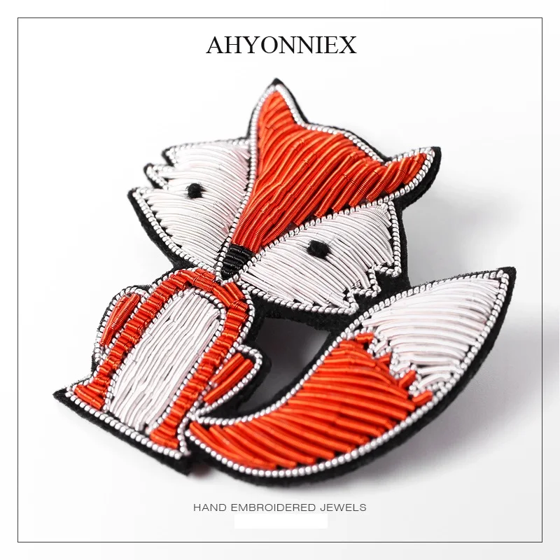 AHYONNIEX 1 шт. индийский Шелковый Лисий значок DIY Аппликация булавка на ментальном значок брошь высокого качества сумки украшения DIY аксессуары