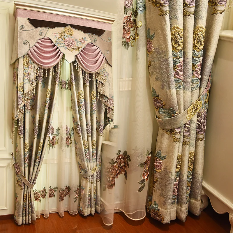 Европейские и американские роскошные 4D рельефные декоративные шторы для