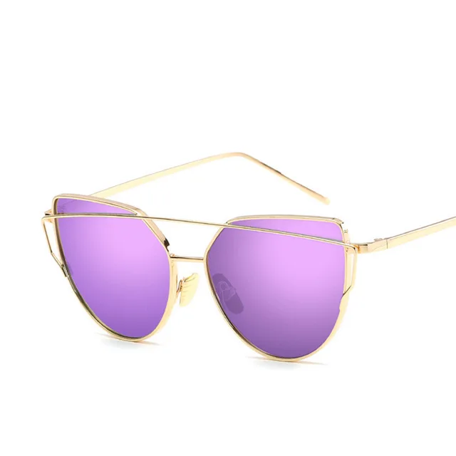 purle gold Бренд Evrfelan, солнцезащитные очки для женщин, солнцезащитные очки «кошачий глаз», мужские зеркальные солнцезащитные очки, мужские очки, Женские винтажные Золотые очки - Цвет линз: purle gold