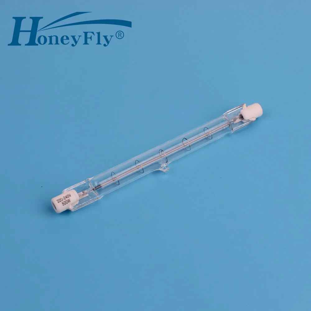 HoneyFly 5 шт. J118 галогенная лампа 220 V/110 V 150W 200W 250W 300W 500W галогенные R7S 118 мм 3000K WW с двумя концами, светов потока кварцевые часы
