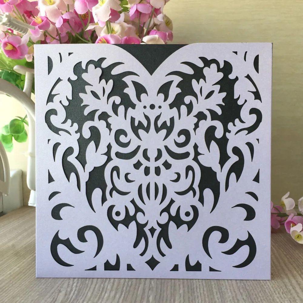 40 шт. садовый стиль жемчуг лазерной резки бумажный карманный дизайн свадебные