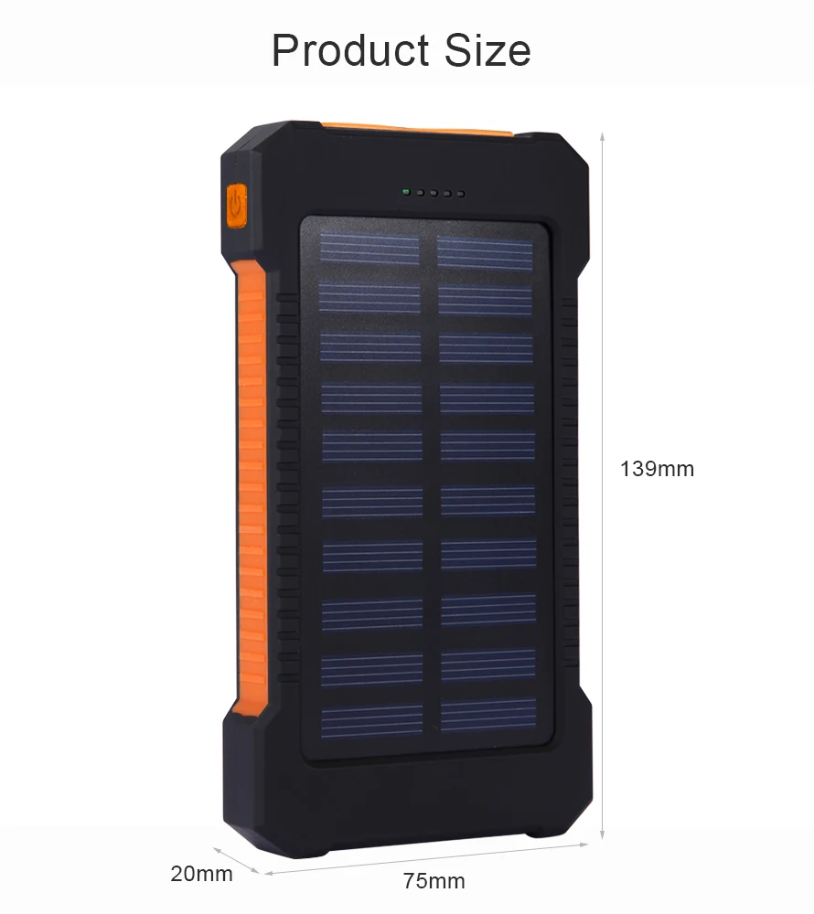 100% новое для xiaomi Power Bank водонепроницаемое солнечное портативное зарядное