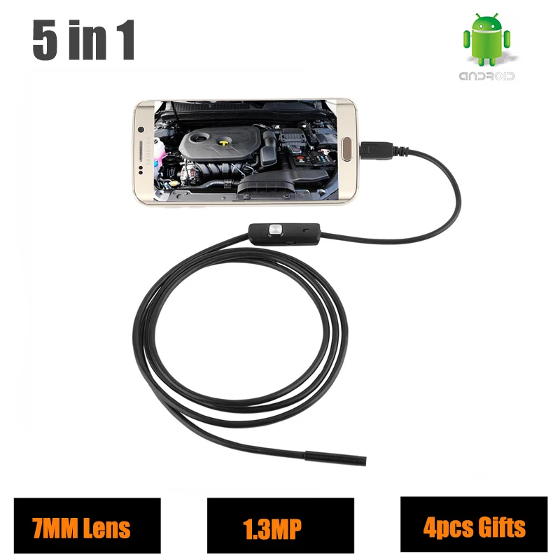 HD USB эндоскоп Android 720P объектив 7 мм 1 3 м видео промышленная трубчатая камера