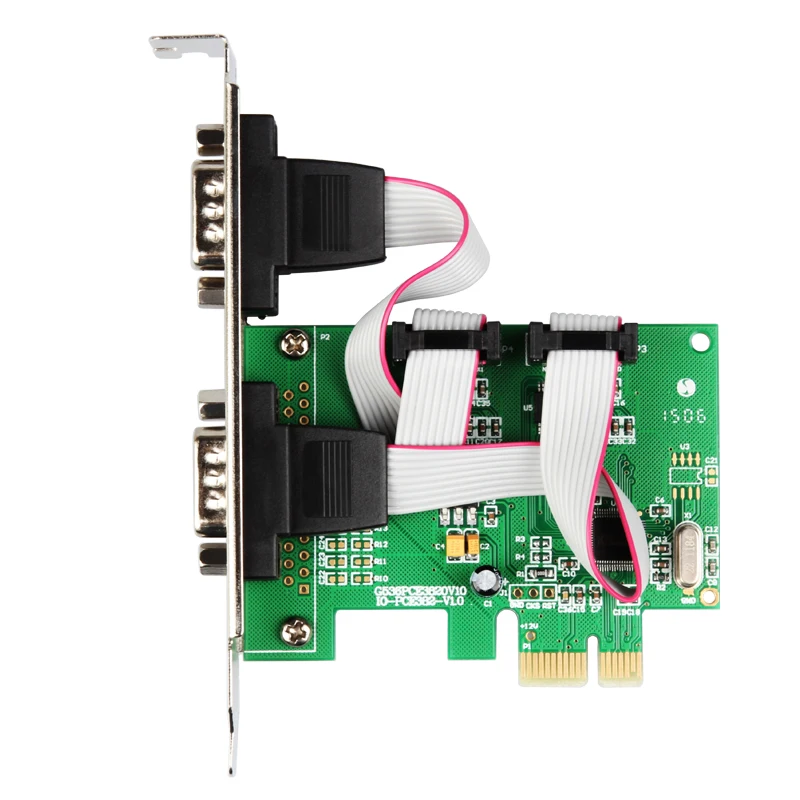 PCI Express 2 порта Последовательный RS232 COM DB9 контроллер карты e 1 0x1 WCH 382 чип с