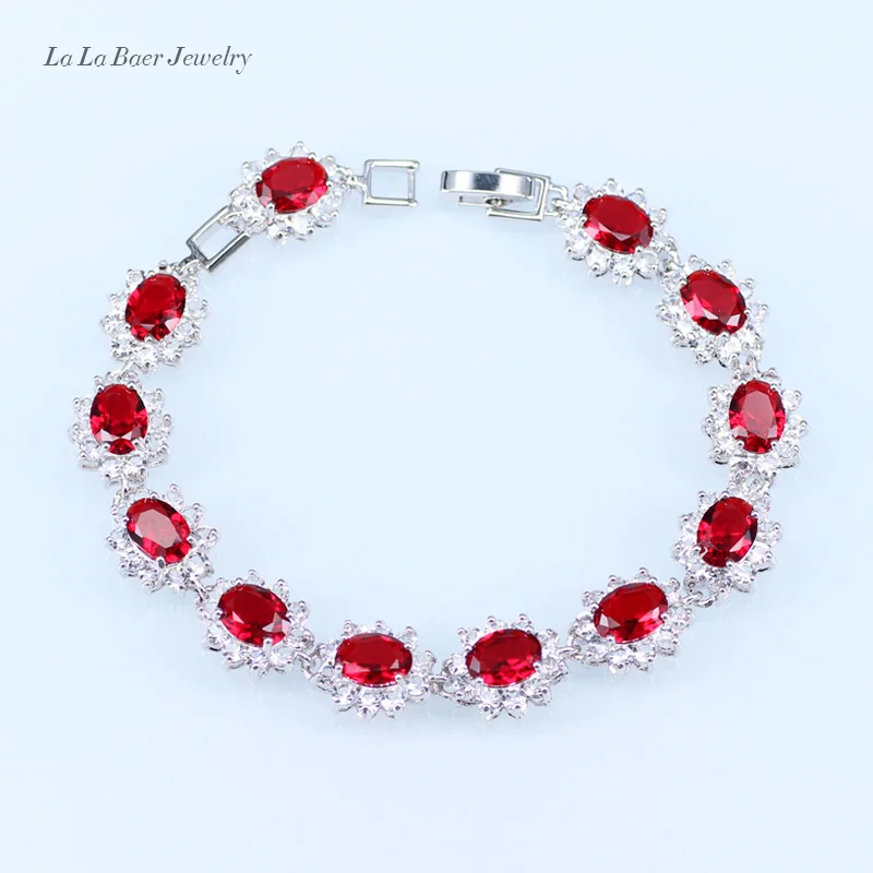 L &amp B 4 шт. серебро 925 ювелирные наборы красный искусственный гранат Белый Циркон
