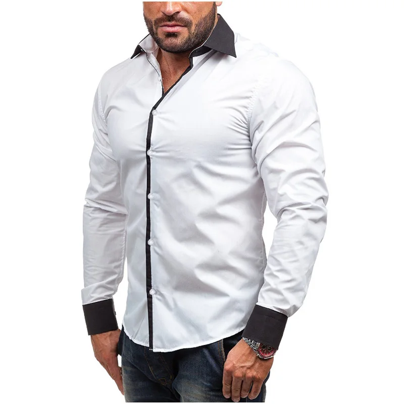 Мужская рубашка бренд 2017 мужская с длинным рукавом повседневная однотонная