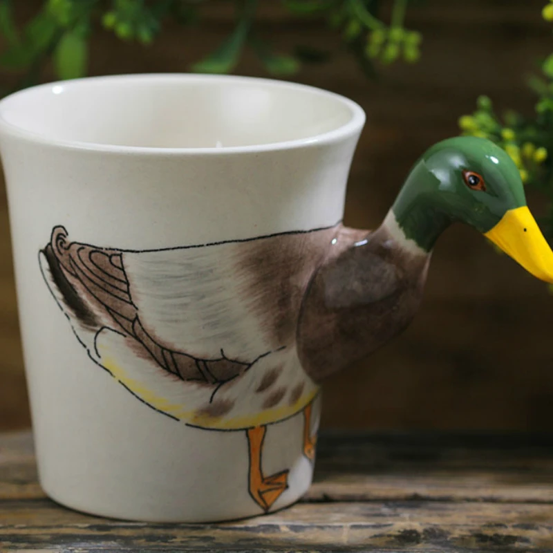 Ручная нарисованная кофейная кружка с изображениями животных креативная