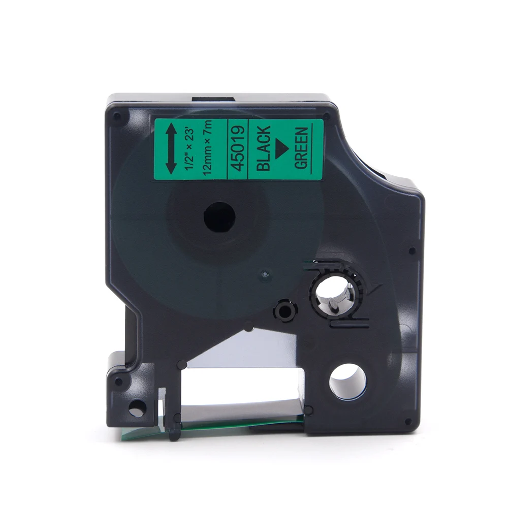 Absoonic D1 45019 совместимый с Dymo ярлык лент тег 12 мм черный на зеленый мейкер