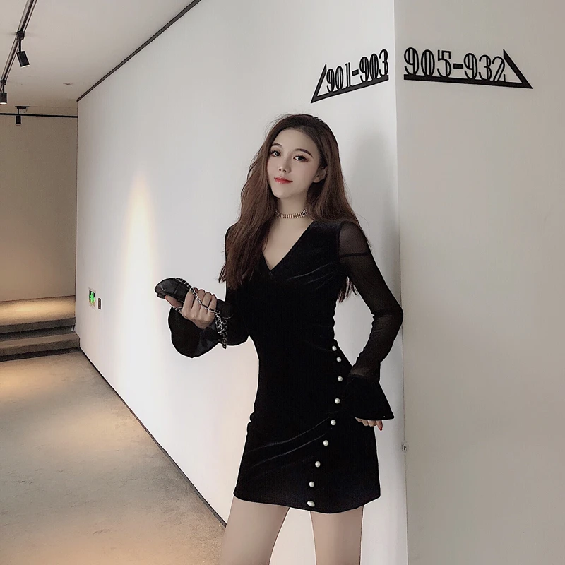 Демисезонный модные брендовые новые для женщин's костюмы Черный bodycon платья