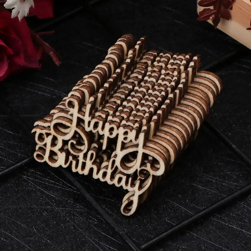 15 шт деревянные счастлив Bithday Таблица распыление конфетти Винтаж деревенский украшения для оформления вечеринок украшения для скрапбукинга