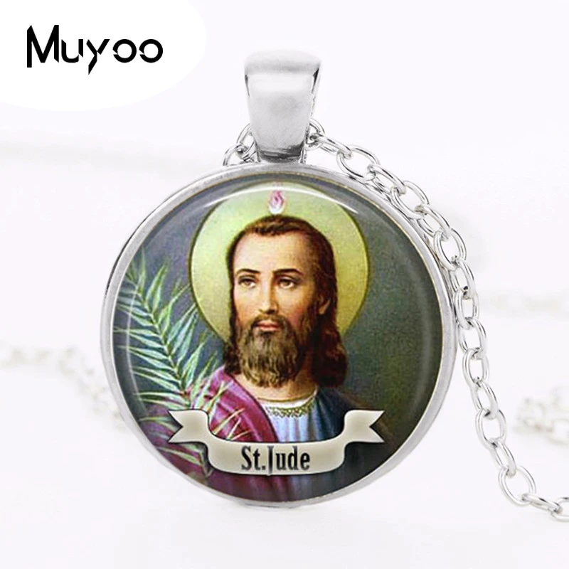 Ожерелье с подвеской с логотипом St Jude, ручная работа, круглая винтажная цепочка, колье, массивное ожерелье для женщин, ювелирное изделие, подарок для друзей HZ1