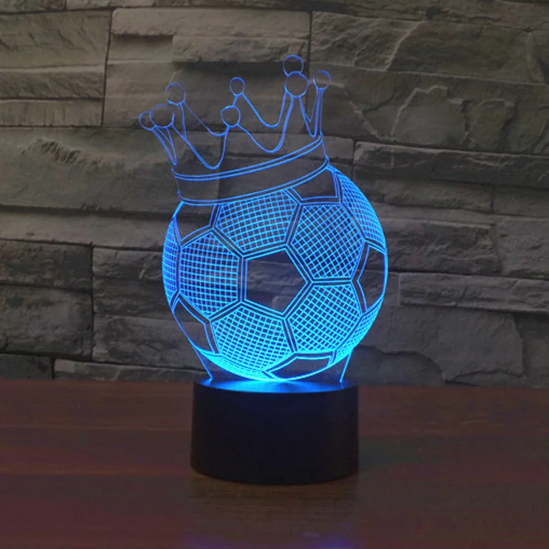 

Спальня 3D волшебный ночсветильник декоративная Иллюзия Корона Футбол лампа Теплый светодиодный USB настольная лампа