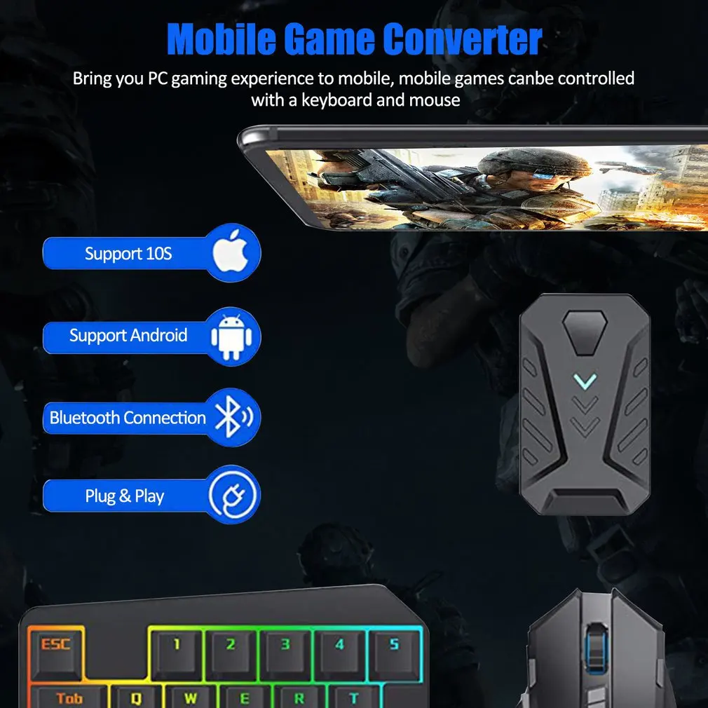Bluetooth BattleDock клавиатура мышь конвертер PUBG телефон игровой контроллер двойной usb порты с держателем телефона для Android iOS